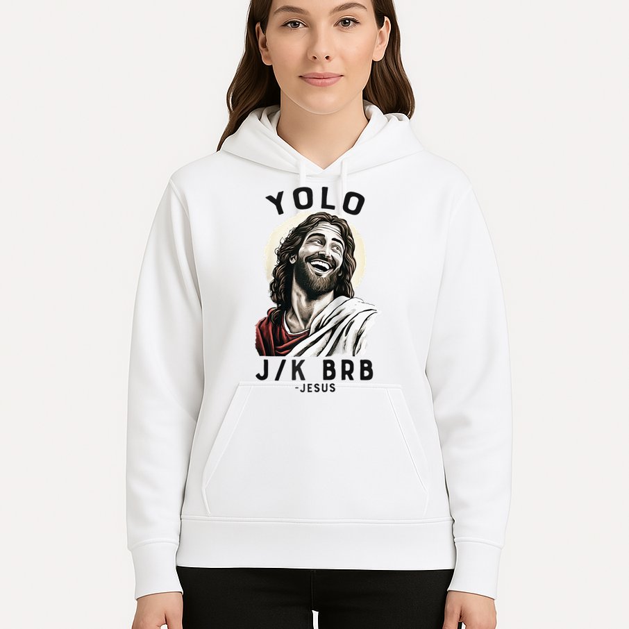 Funny Christian Easter Jesus YOLO JK BRB Raglan Hoodie