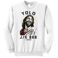 Funny Christian Easter Jesus YOLO JK BRB Raglan Sweatshirt