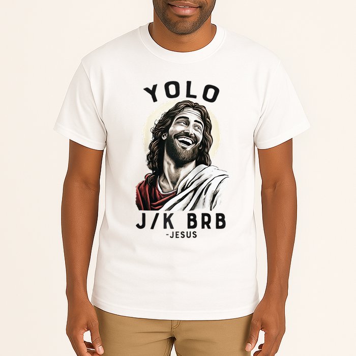 Funny Christian Easter Jesus YOLO JK BRB Raglan Tall T-Shirt