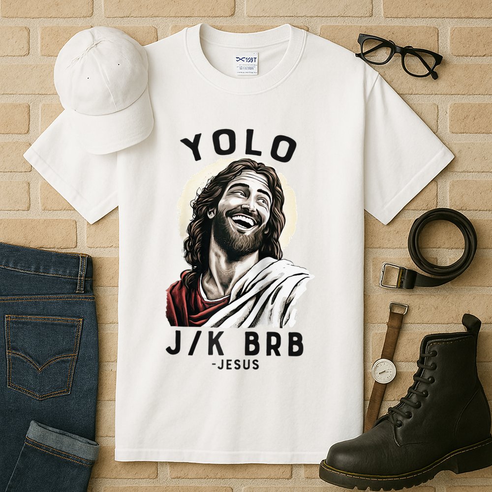 Funny Christian Easter Jesus YOLO JK BRB Raglan Tall T-Shirt