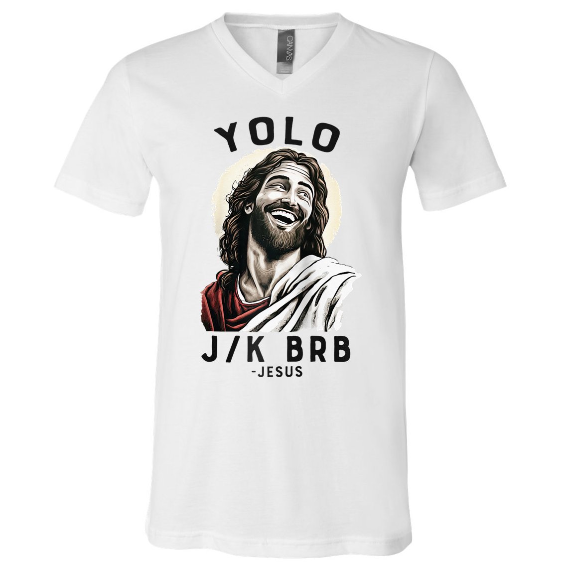 Funny Christian Easter Jesus YOLO JK BRB Raglan V-Neck T-Shirt