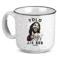Funny Christian Easter Jesus YOLO JK BRB Raglan 15oz Campfire Ceramic Mug