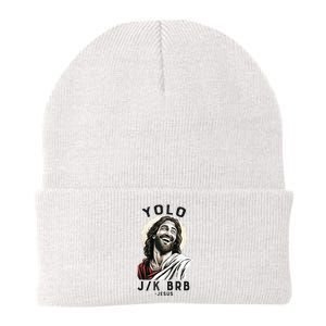 Funny Christian Easter Jesus YOLO JK BRB Raglan Knit Cap Winter Beanie