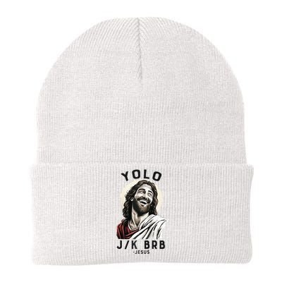 Funny Christian Easter Jesus YOLO JK BRB Raglan Knit Cap Winter Beanie