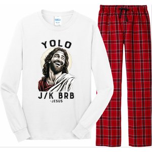 Funny Christian Easter Jesus YOLO JK BRB Raglan Long Sleeve Pajama Set