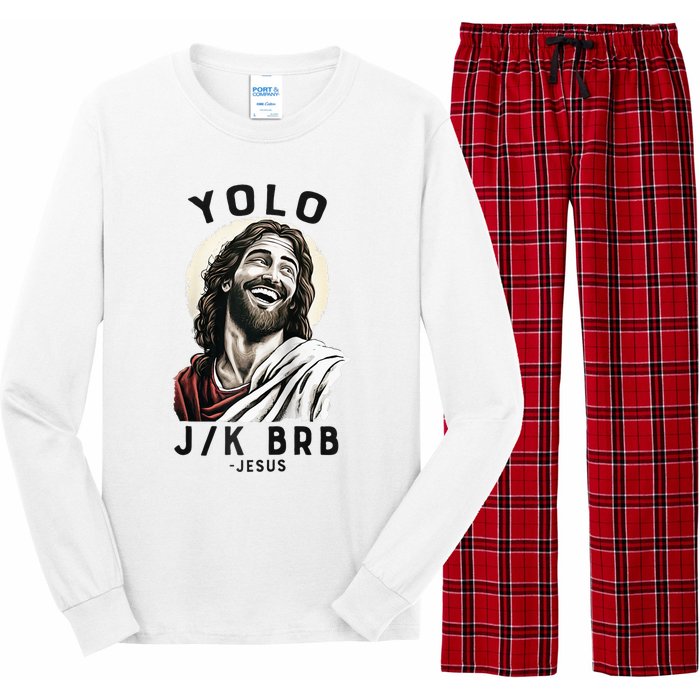 Funny Christian Easter Jesus YOLO JK BRB Raglan Long Sleeve Pajama Set