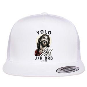 Funny Christian Easter Jesus YOLO JK BRB Raglan Flat Bill Trucker Hat