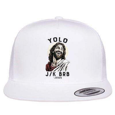 Funny Christian Easter Jesus YOLO JK BRB Raglan Flat Bill Trucker Hat