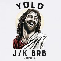 Funny Christian Easter Jesus YOLO JK BRB Raglan Flatbill Hat