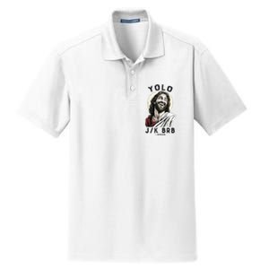 Funny Christian Easter Jesus YOLO JK BRB Raglan Dry Zone Grid Polo