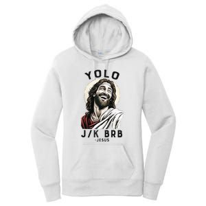 Funny Christian Easter Jesus YOLO JK BRB Raglan Women's Pullover Hoodie