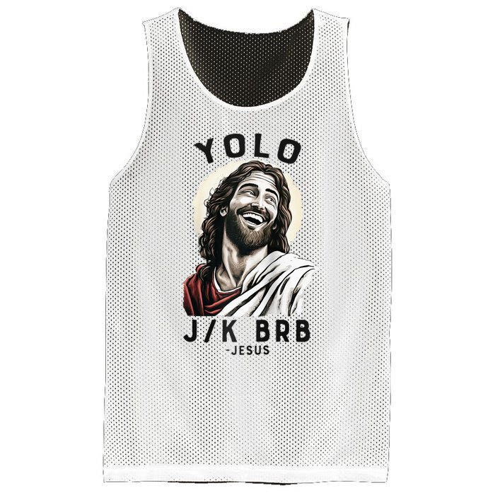 Funny Christian Easter Jesus YOLO JK BRB Raglan Mesh Reversible Basketball Jersey Tank