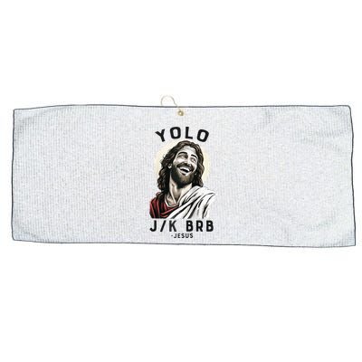 Funny Christian Easter Jesus YOLO JK BRB Raglan Large Microfiber Waffle Golf Towel