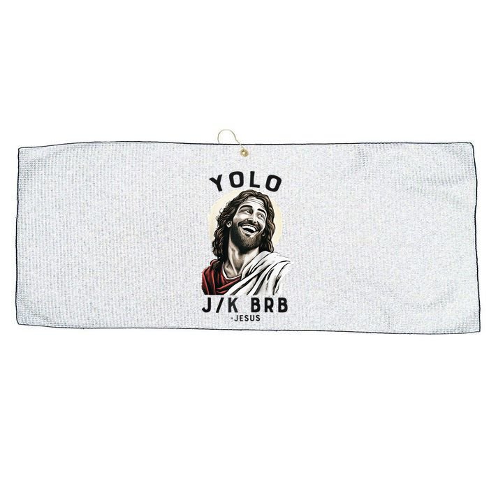 Funny Christian Easter Jesus YOLO JK BRB Raglan Large Microfiber Waffle Golf Towel