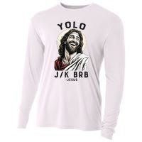 Funny Christian Easter Jesus YOLO JK BRB Raglan Cooling Performance Long Sleeve Crew