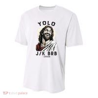 Funny Christian Easter Jesus YOLO JK BRB Raglan Youth Performance Sprint T-Shirt