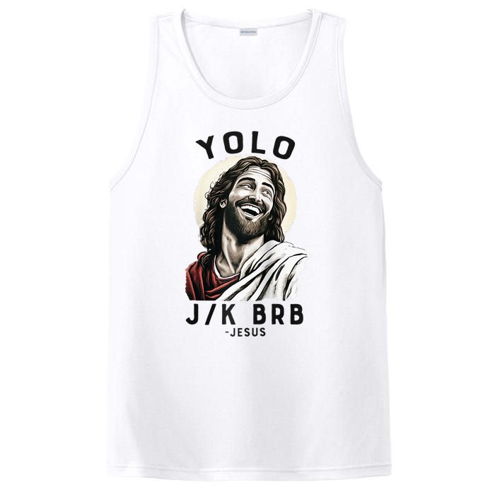 Funny Christian Easter Jesus YOLO JK BRB Raglan PosiCharge Competitor Tank