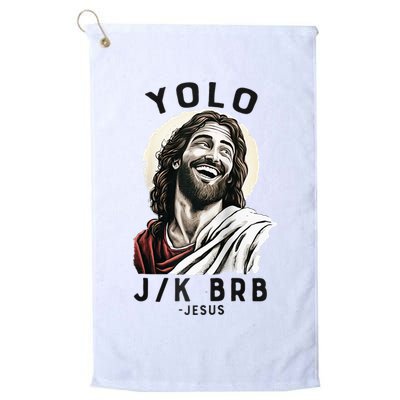 Funny Christian Easter Jesus YOLO JK BRB Raglan Golf Towel