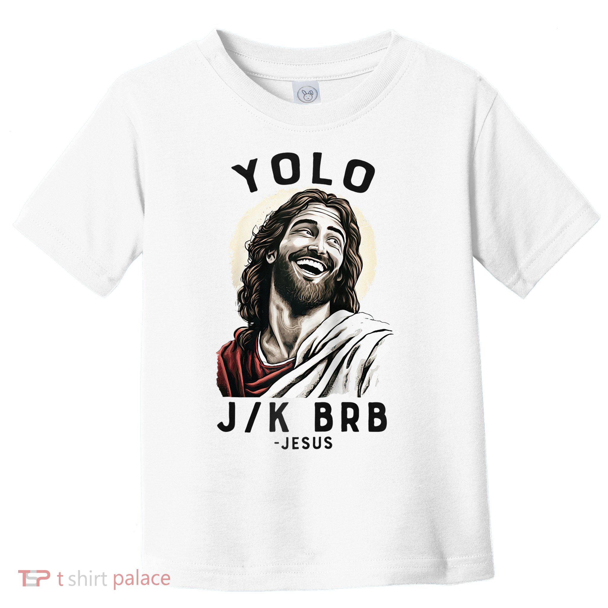 Funny Christian Easter Jesus YOLO JK BRB Raglan Toddler T-Shirt