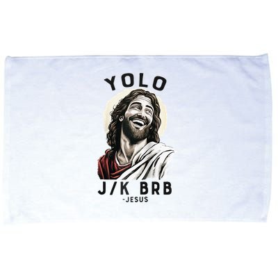 Funny Christian Easter Jesus YOLO JK BRB Raglan Microfiber Hand Towel
