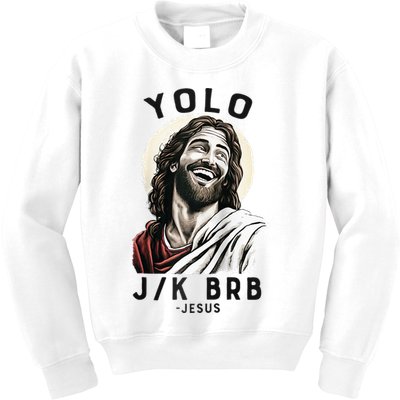 Funny Christian Easter Jesus YOLO JK BRB Raglan Kids Sweatshirt