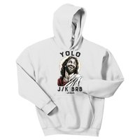 Funny Christian Easter Jesus YOLO JK BRB Raglan Kids Hoodie