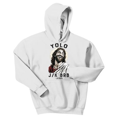 Funny Christian Easter Jesus YOLO JK BRB Raglan Kids Hoodie