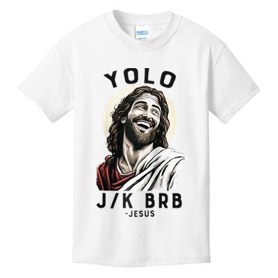 Funny Christian Easter Jesus YOLO JK BRB Raglan Kids T-Shirt