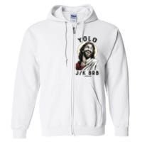 Funny Christian Easter Jesus YOLO JK BRB Raglan Full Zip Hoodie