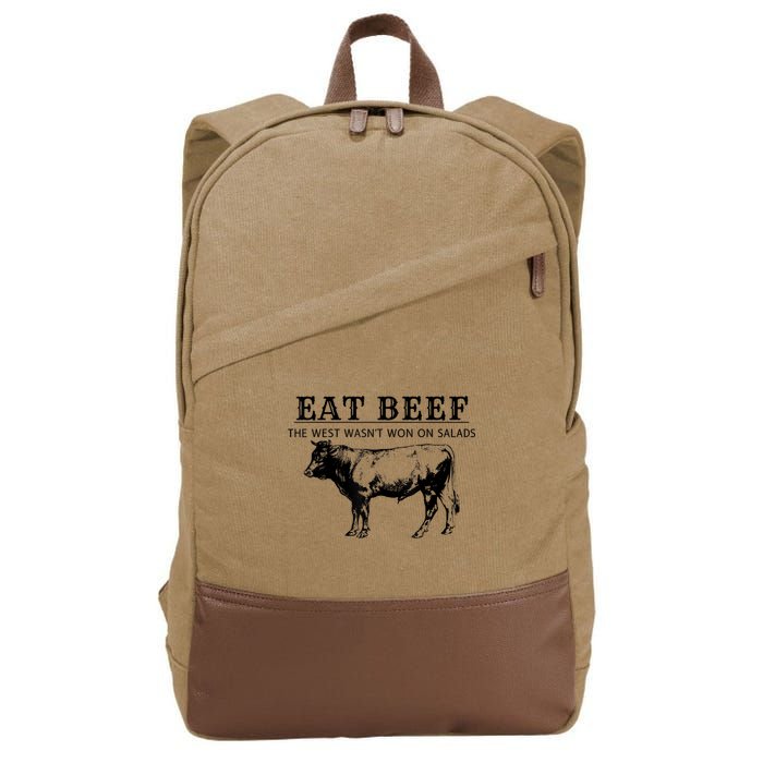 Funny Cow Eat Beef The West Wasn't Won On Salads Cotton Canvas Backpack