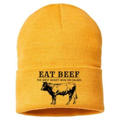 Funny Cow Eat Beef The West Wasn't Won On Salads Sustainable Knit Beanie