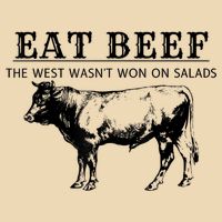 Funny Cow Eat Beef The West Wasn't Won On Salads Drawstring Bag