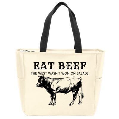 Funny Cow Eat Beef The West Wasn't Won On Salads Zip Tote Bag