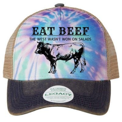 Funny Cow Eat Beef The West Wasn't Won On Salads Legacy Tie Dye Trucker Hat