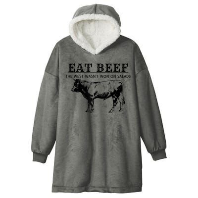Funny Cow Eat Beef The West Wasn't Won On Salads Hooded Wearable Blanket