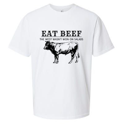 Funny Cow Eat Beef The West Wasn't Won On Salads Sueded Cloud Jersey T-Shirt