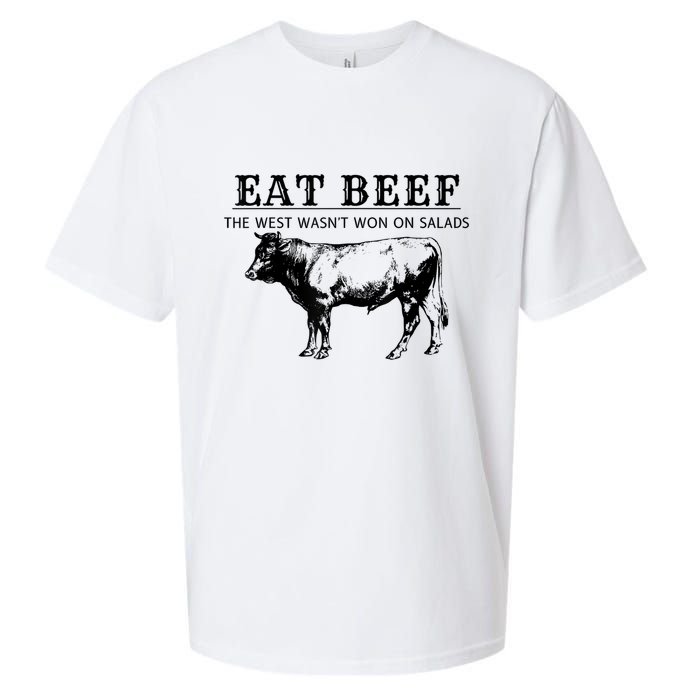 Funny Cow Eat Beef The West Wasn't Won On Salads Sueded Cloud Jersey T-Shirt