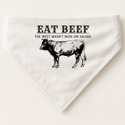 Funny Cow Eat Beef The West Wasn't Won On Salads USA-Made Doggie Bandana