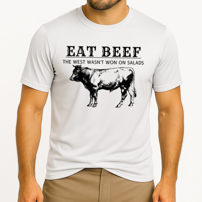 Funny Cow Eat Beef The West Wasn't Won On Salads Performance Shirt