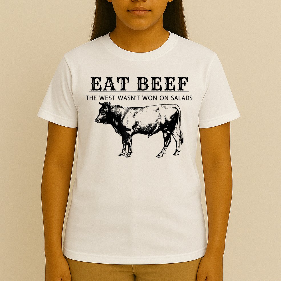 Funny Cow Eat Beef The West Wasn't Won On Salads T-Shirt