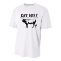 Funny Cow Eat Beef The West Wasn't Won On Salads Youth Performance Sprint T-Shirt
