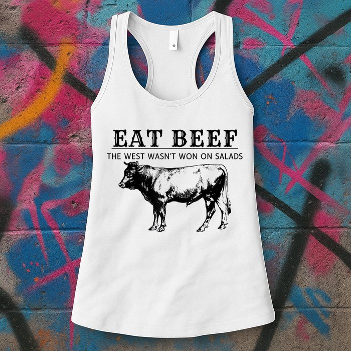 Funny Cow Eat Beef The West Wasn't Won On Salads Womens Tank Top