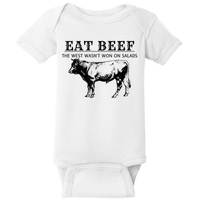 Funny Cow Eat Beef The West Wasn't Won On Salads Baby Bodysuit