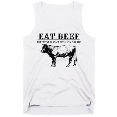 Funny Cow Eat Beef The West Wasn't Won On Salads Tank Top