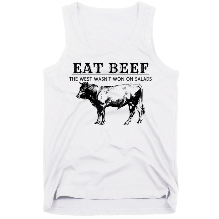 Funny Cow Eat Beef The West Wasn't Won On Salads Tank Top