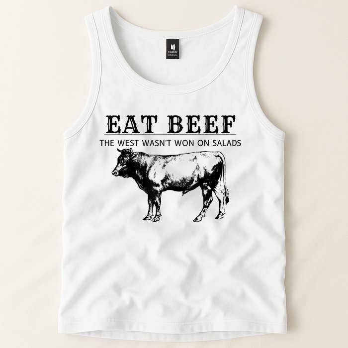 Funny Cow Eat Beef The West Wasn't Won On Salads Tank Top