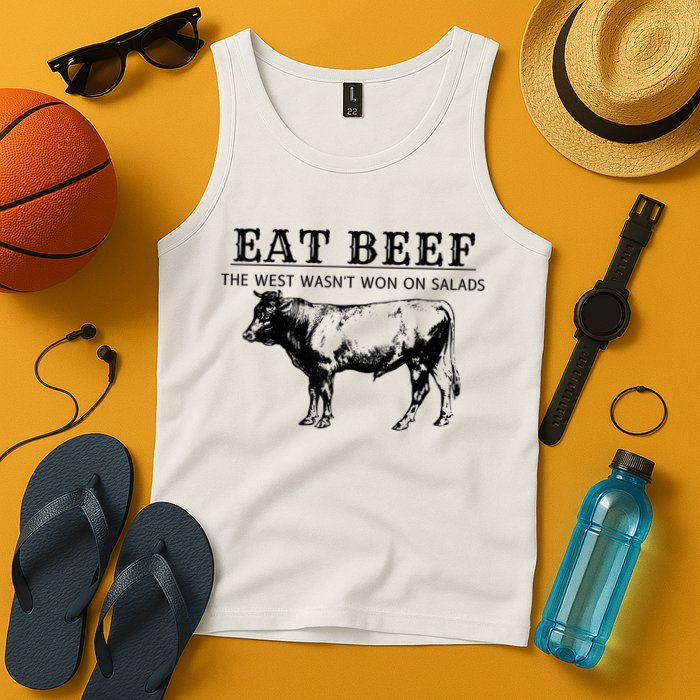 Funny Cow Eat Beef The West Wasn't Won On Salads Tank Top