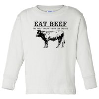 Funny Cow Eat Beef The West Wasn't Won On Salads Toddler Long Sleeve Shirt