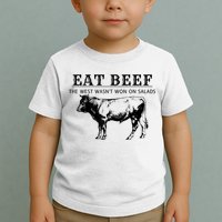 Funny Cow Eat Beef The West Wasn't Won On Salads Toddler T-Shirt