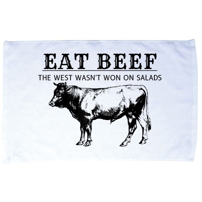 Funny Cow Eat Beef The West Wasn't Won On Salads Microfiber Hand Towel